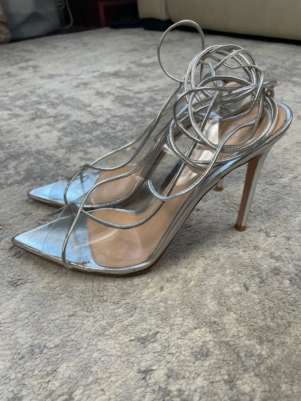 Gianvito Rossi silver plexi